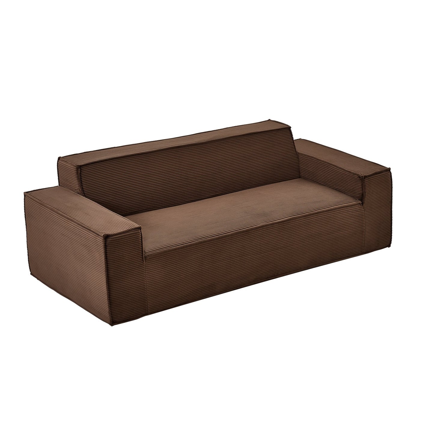 2110 mm Modern Sofa, Comfy Corduroy Couch with Deep Seats, Cloud Sofa with Wide Armrests, No Assembly Required, Large Plush Couch Ideal for Living Room, Bedroom, Apartment and Office, Brown