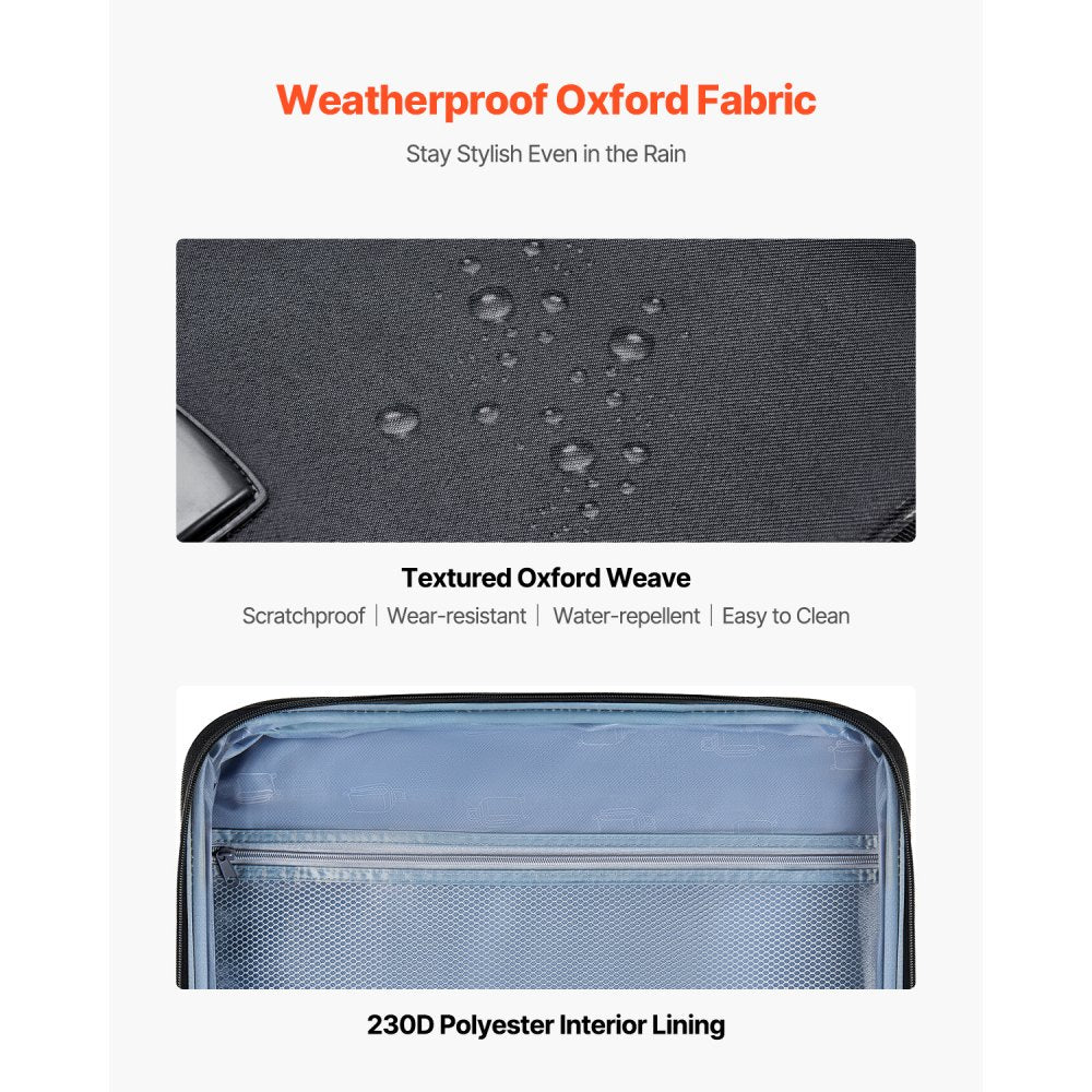 VEVOR 61cm Softside Expandable Luggage with Spinner Wheel Checked Suitcase Black