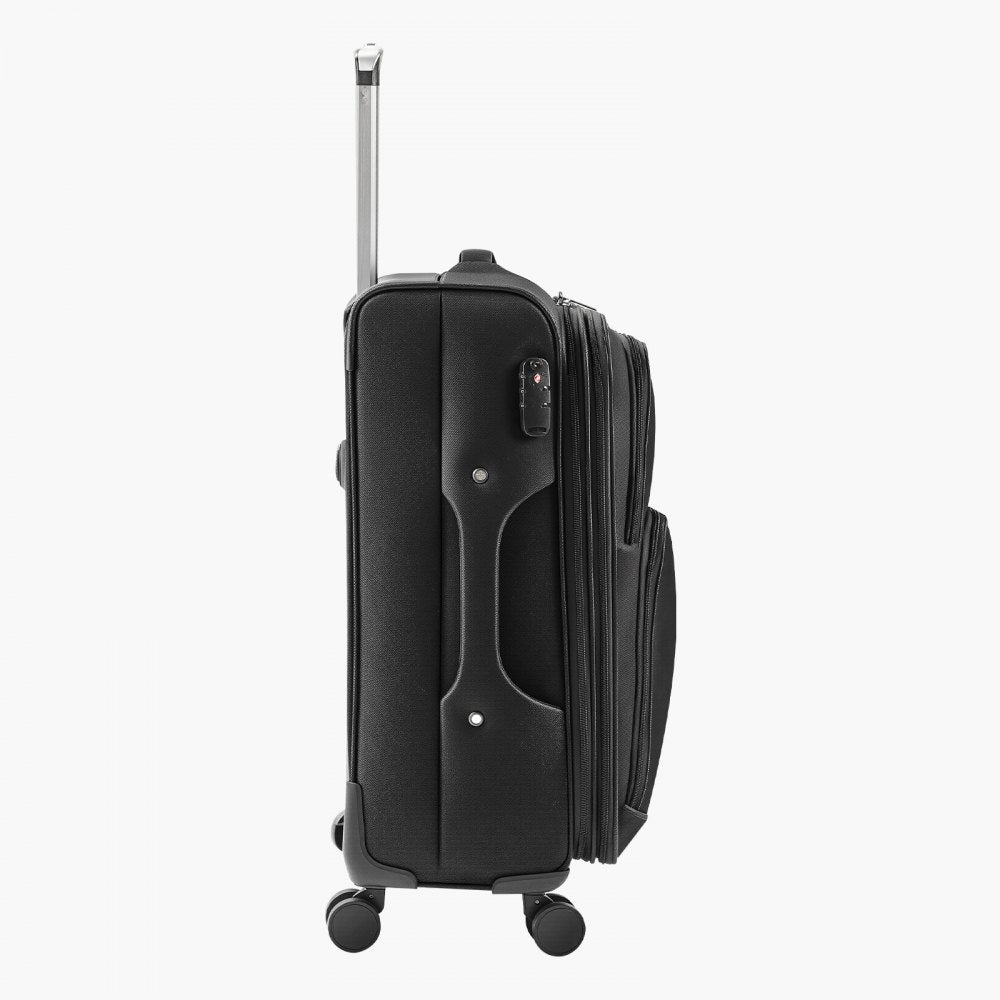 VEVOR 61cm Softside Expandable Luggage with Spinner Wheel Checked Suitcase Black