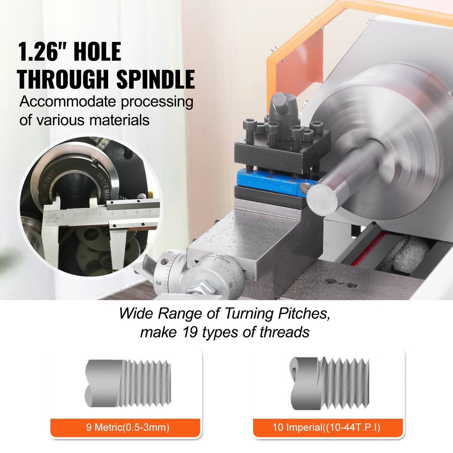 800W Precision Mini Metal Lathe, 180x400mm, Variable Speed, 39 kg, 220V