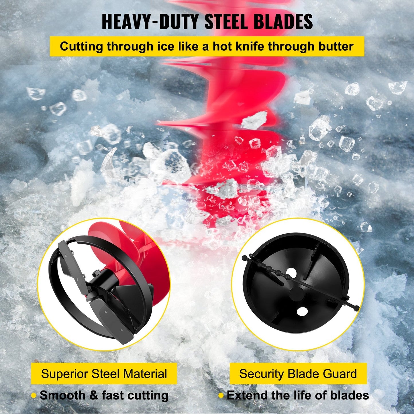 Ice Drill Auger with 15 cm Diameter and 1 m Length for Fishing and Burrowing