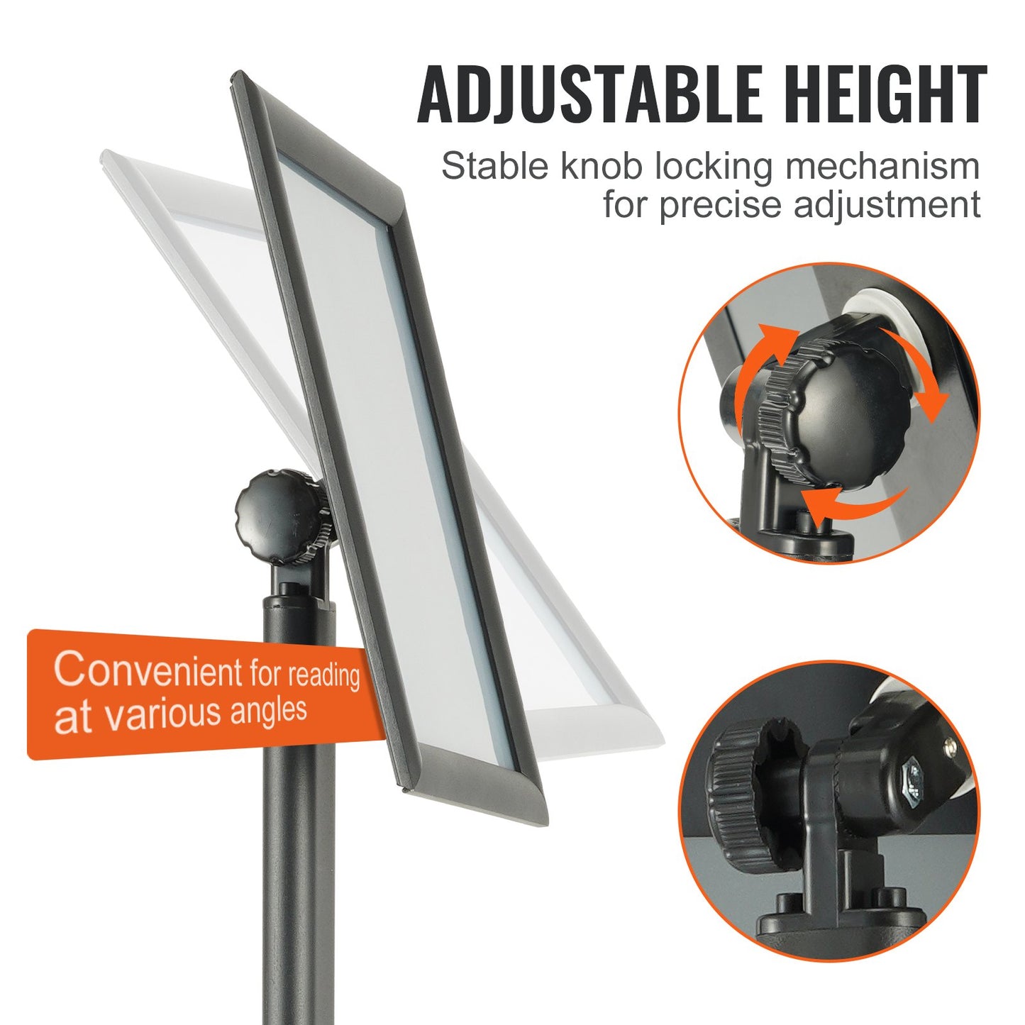 VEVOR Pedestal Sign Holder, 21.59x 27.94 cm Vertical and Horizontal Adjustable Poster