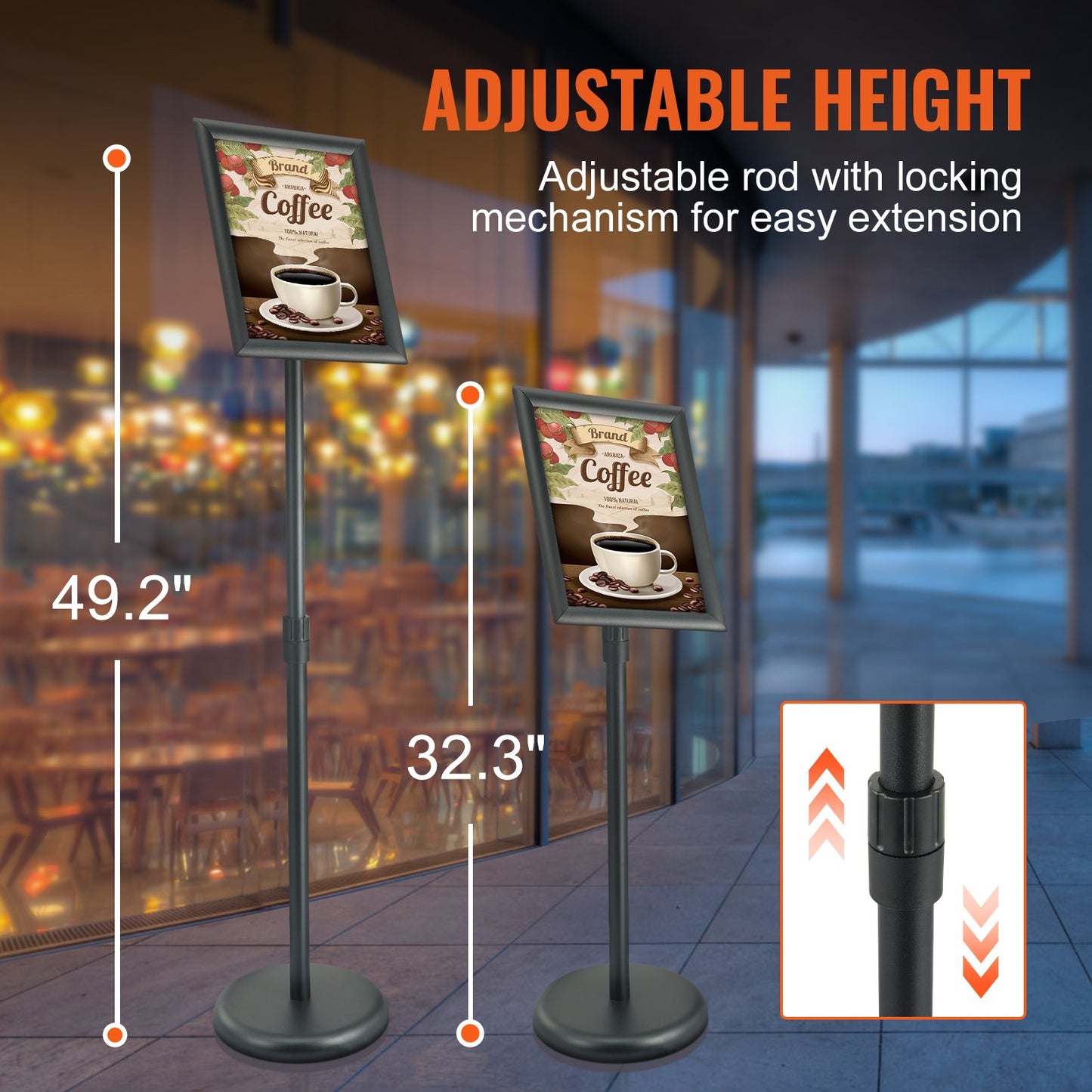 VEVOR Pedestal Sign Holder, 8.5 x 11 Inch Vertical and Horizontal Adjustable Poster