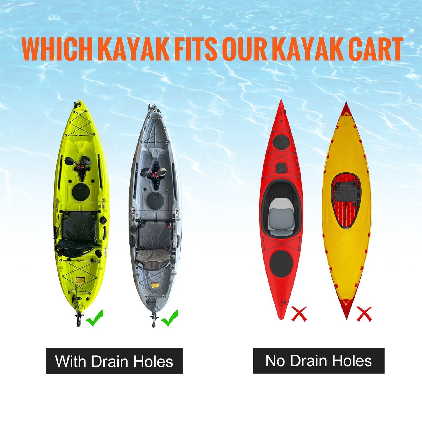 Adjustable Kayak and Canoe Carrier with Solid Tires, Holds Up to 127 kg