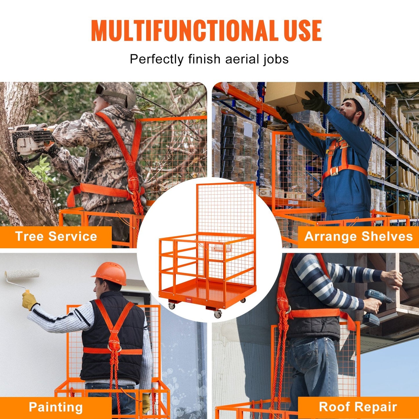 Heavy-Duty Forklift Safety Cage with Wheels, 114x109 cm, 635 kg Capacity