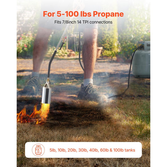 Propane Weed Torch Burner Ice Snow Melter 2400000 BTU 3 m Hose Portable