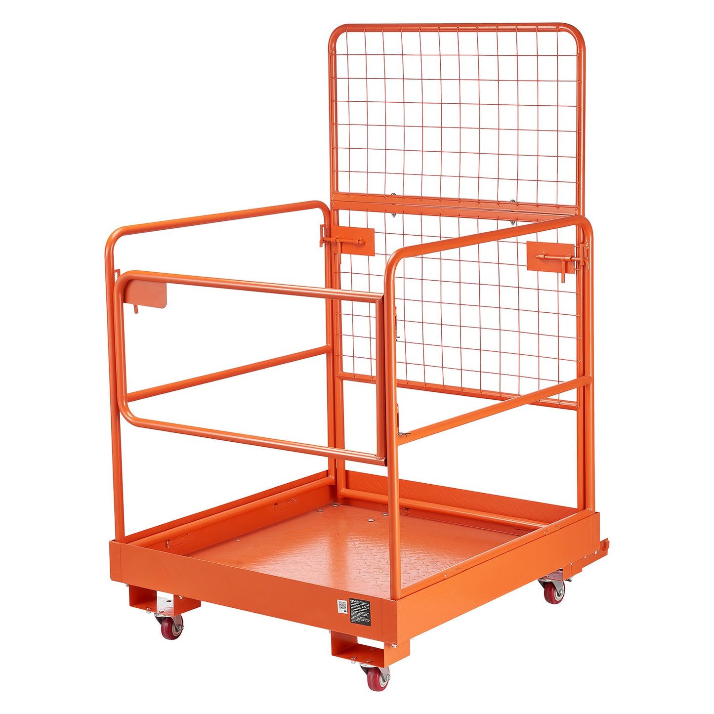 Forklift Safety Cage, 920 x 1045 mm, Forklift Man Basket with 4 Wheels, 544.31 kg Load Capacity, Heavy Duty Work Platform Collapsible Lift Basket, Safety Harness, for Aerial Work Lifting Loader