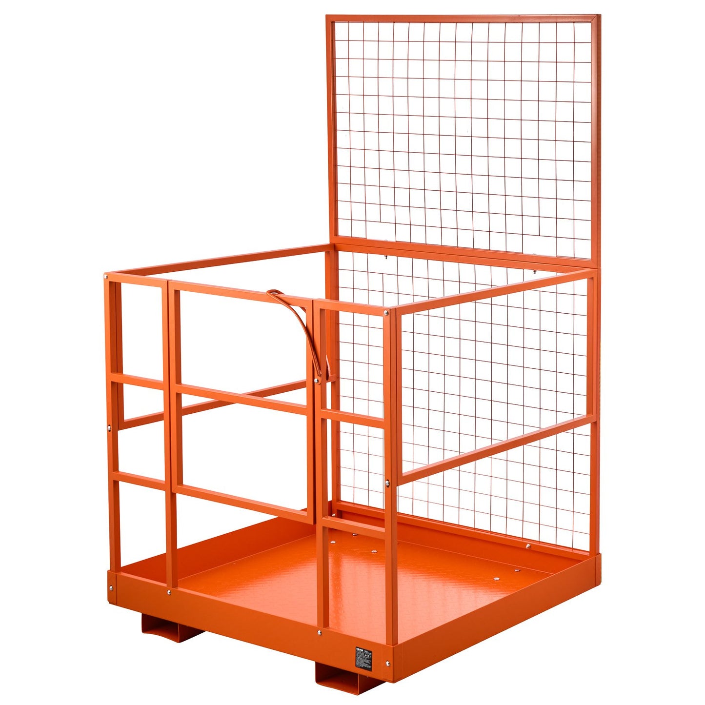 Forklift Safety Cage, 1225 x 1148 mm, Heavy Duty Forklift Man Basket, 635.03 kg Capacity Collapsible Work Platform Lift Basket with Safety Harness & Lock, for Most Aerial Jobs Lifting Loader