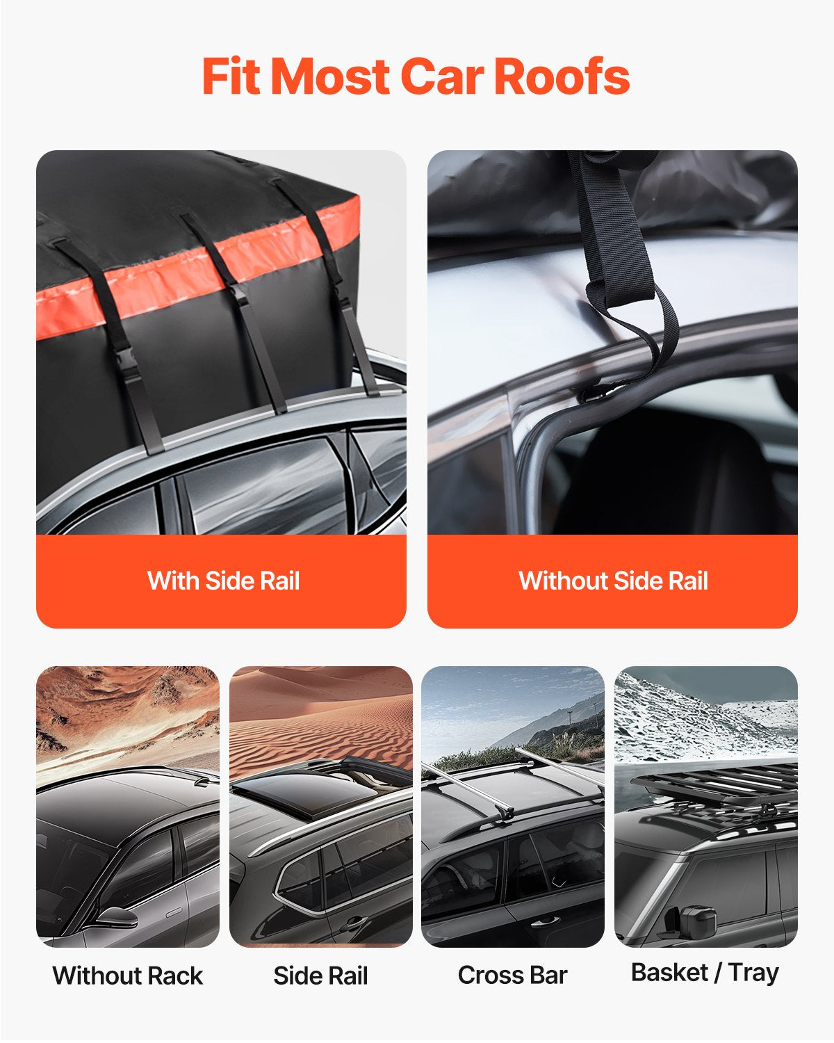 VEVOR Car Rooftop Cargo Carrier Bag 23 Cubic Feet 840D PVC Car Roof Luggage Bag