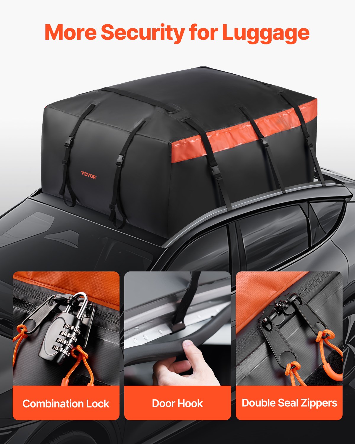 VEVOR Car Rooftop Cargo Carrier Bag 23 Cubic Feet 840D PVC Car Roof Luggage Bag