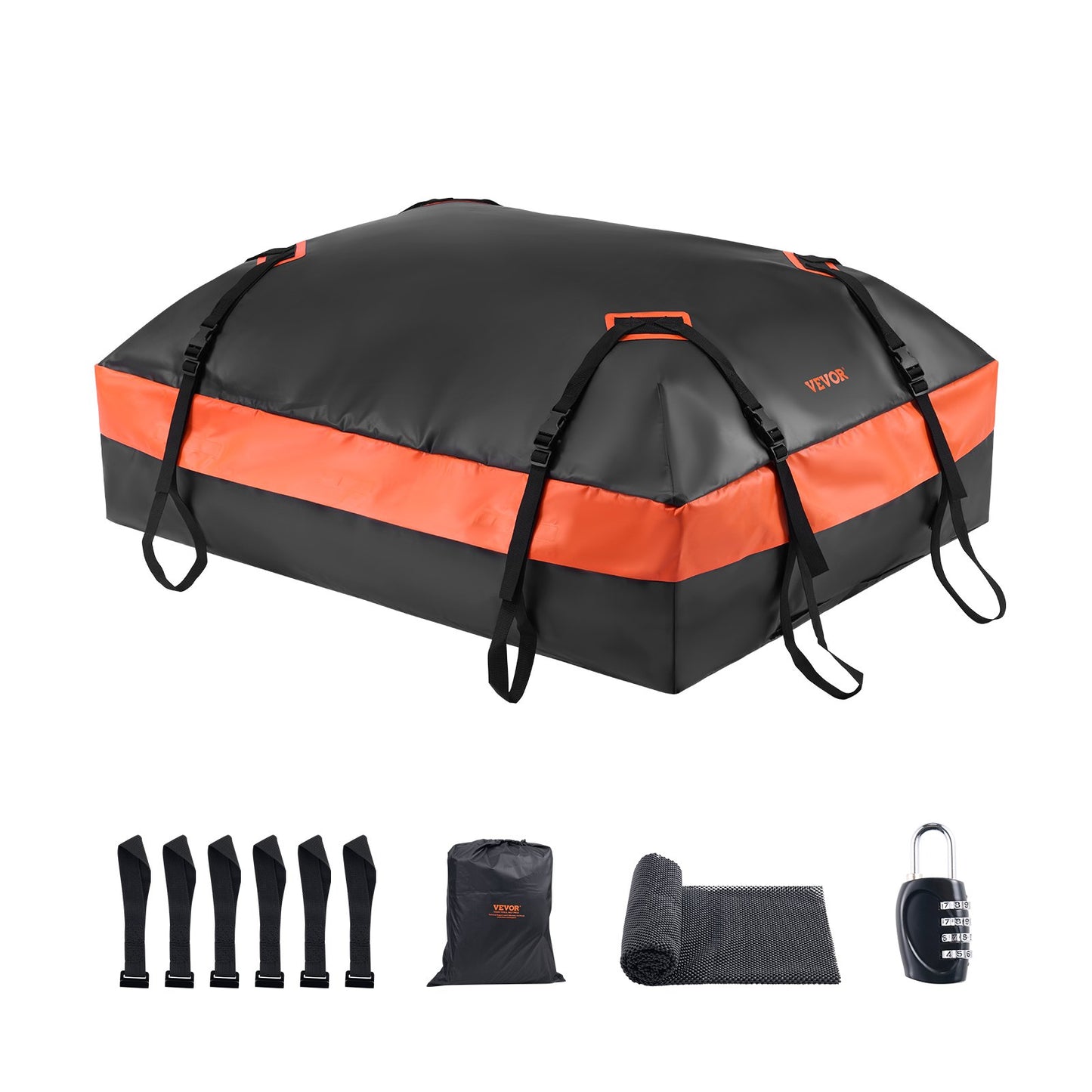 VEVOR Car Rooftop Cargo Carrier Bag 21 Cubic Feet Roof Cargo Carrier 840D PVC