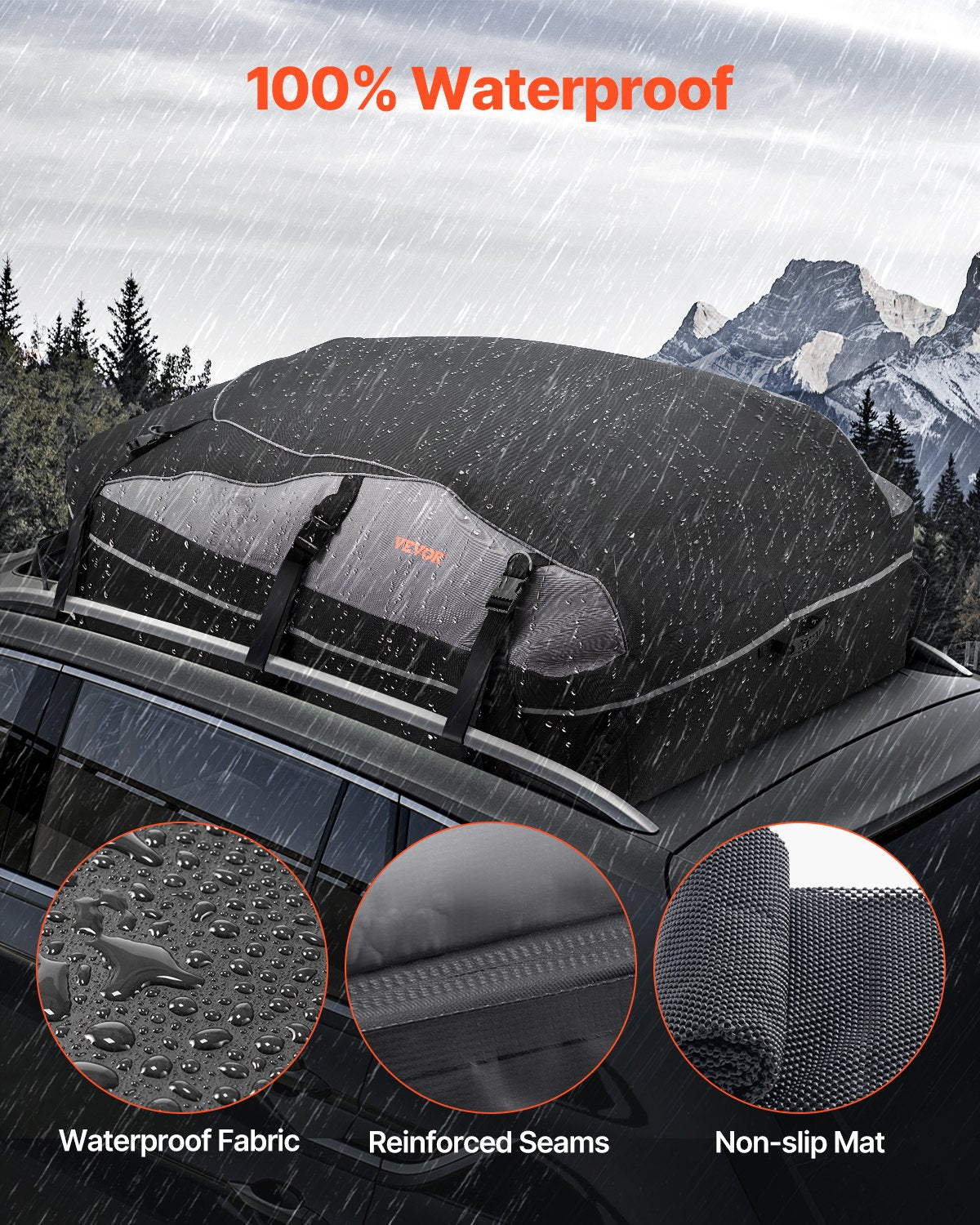 VEVOR Car Rooftop Cargo Carrier Bag 21 Cubic Feet Cargo Carrier for Car Roof
