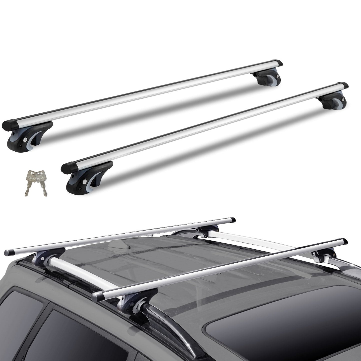 Universal Aluminum Roof Rack Crossbar with Lock, 3.2 kg Capacity, 1.37 m Length
