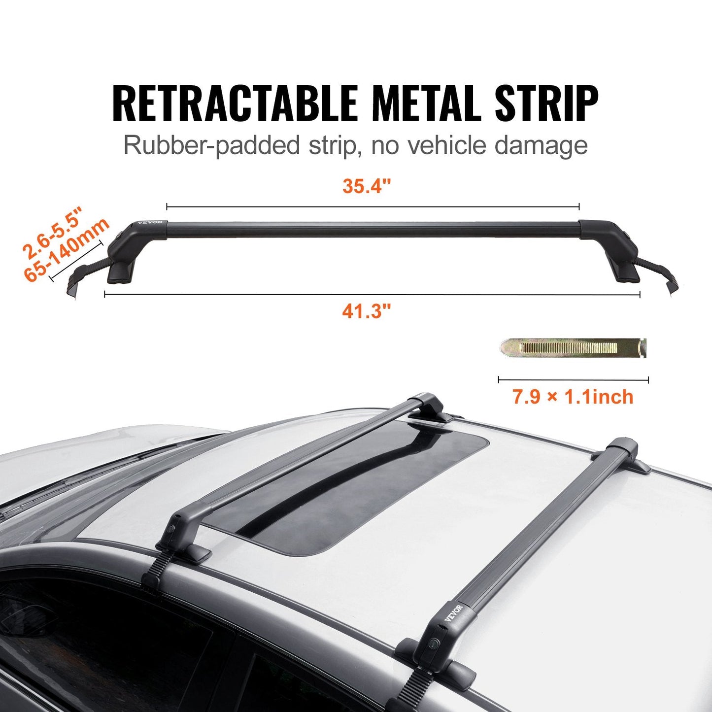 Aluminum Roof Rack Crossbar with Lock for Naked Roofs, 70 kg Capacity, 1.08 m