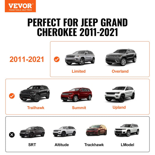 Two-piece Jeep Grand Cherokee roof rack supports up to 200 pounds of outdoor cargo