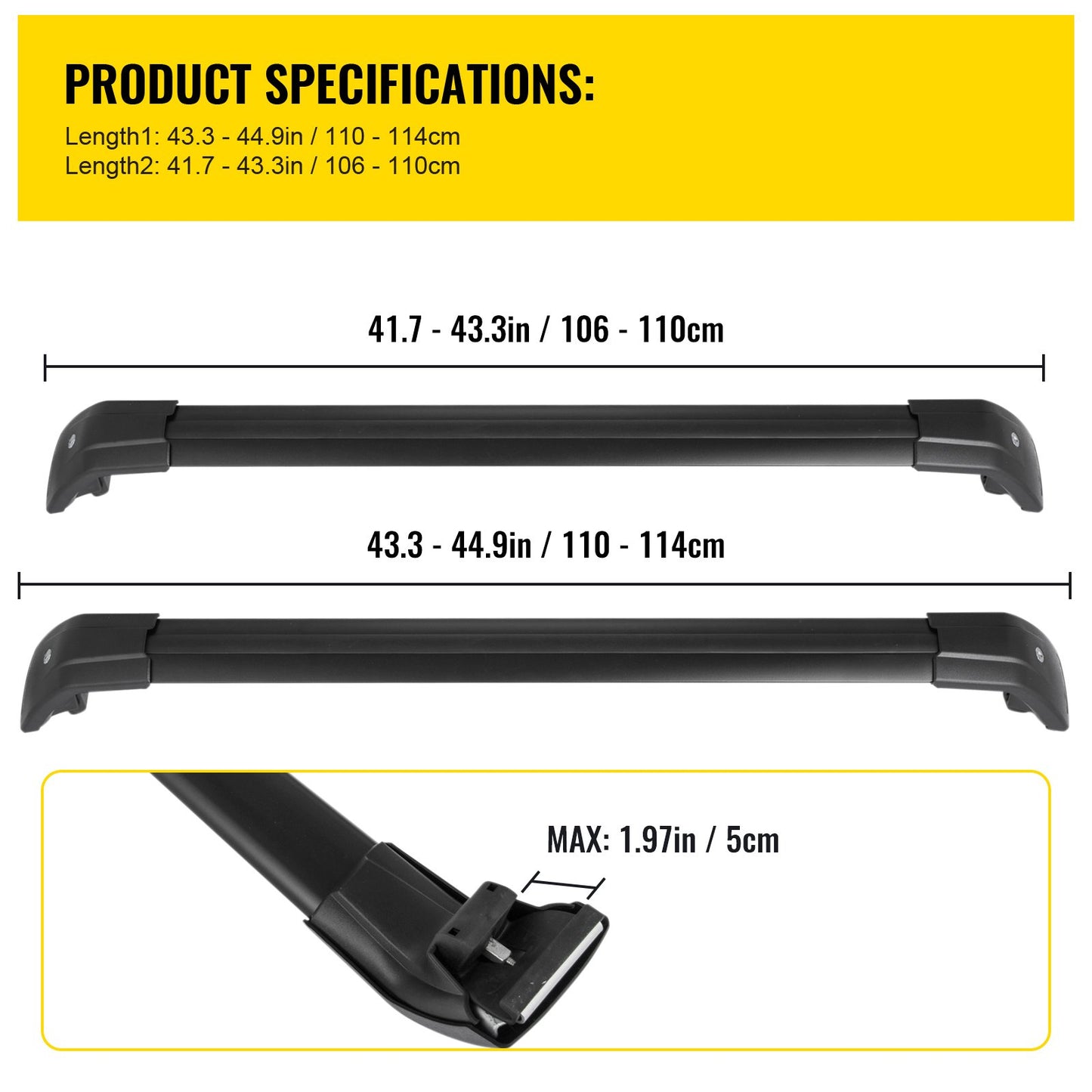 VEVOR Roof Rack Cross Bars for Hyundai Tucson 2016 2017 2018 2019 2021, 330LBS Capacity