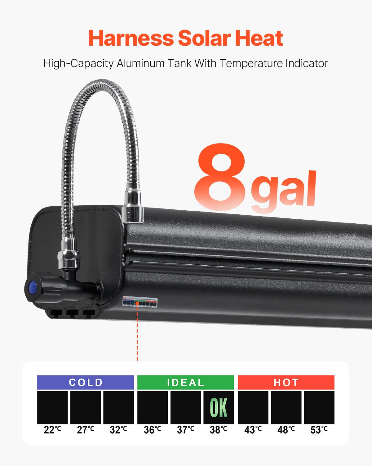 VEVOR 8 Gal Roof Rack Water Tank Portable Water Tank with Splash-Guard Panel