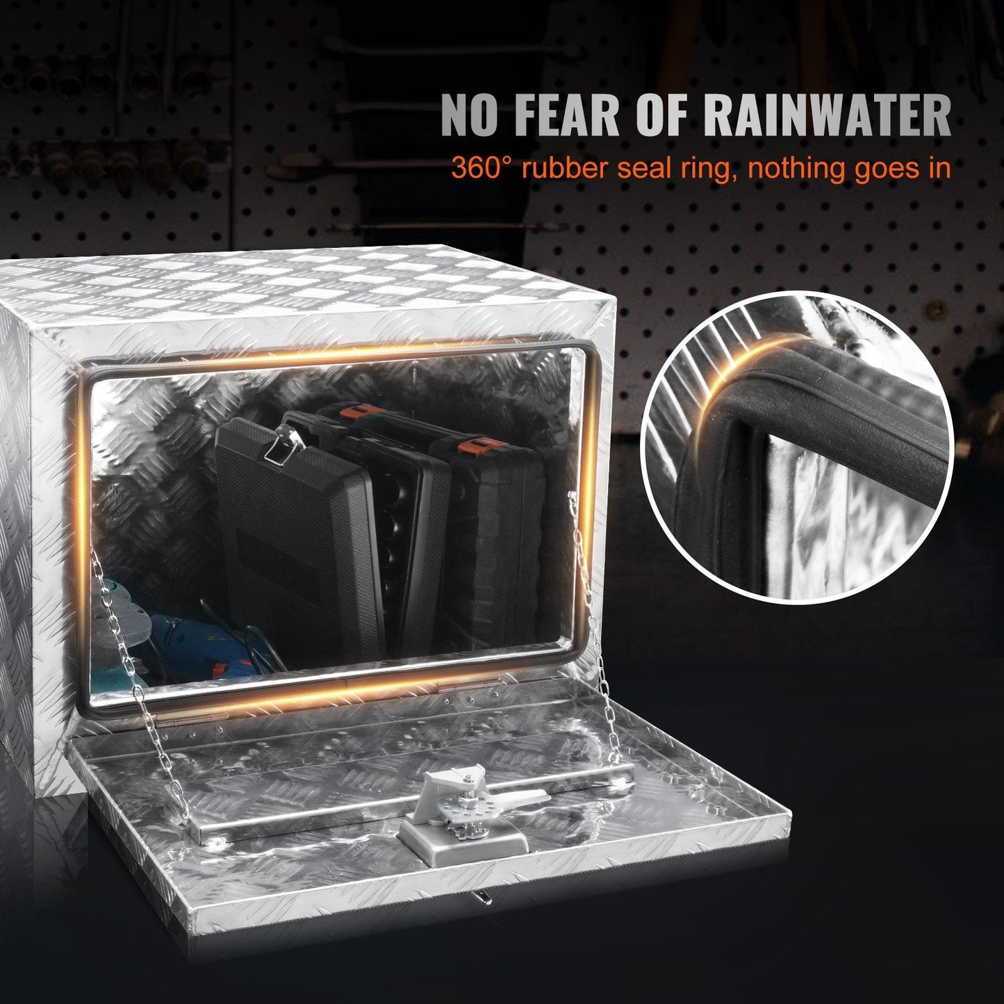 Heavy Duty Aluminum Underbody Truck Storage Box with Lock, 61 x 34 x 41 cm