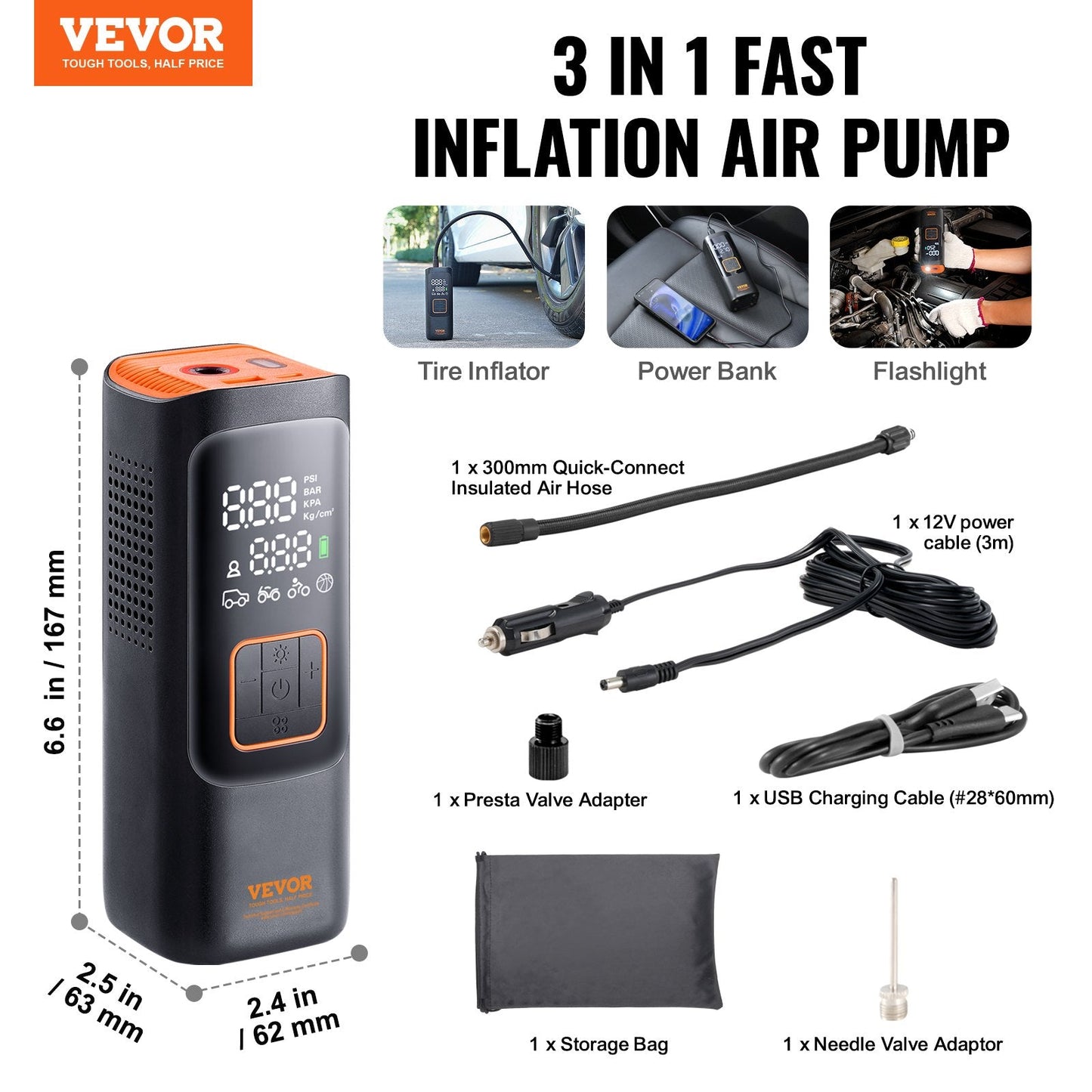 Portable 160PSI Smart Air Compressor with 7800mAh Battery & LCD Gauge