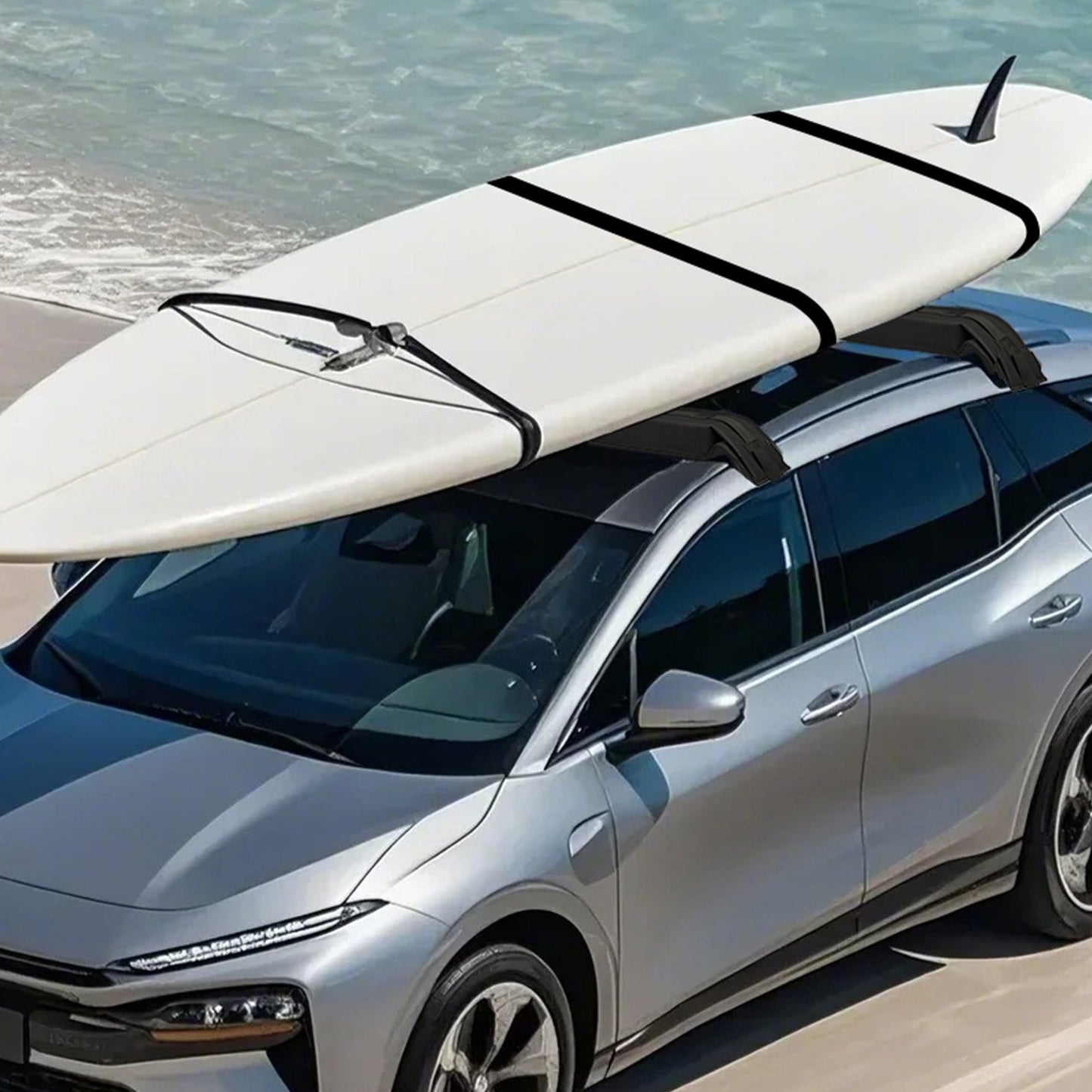 VEVOR Soft Roof Rack Pads, 31.5" Universal Car Roof Rack Pad, 176LBS Load Capacity Luggage Kayak Carrier with 4 Tie-Down Straps, 2 Quick Loop Straps & Storage Bag for SUP Canoe Snowboard Paddle Board