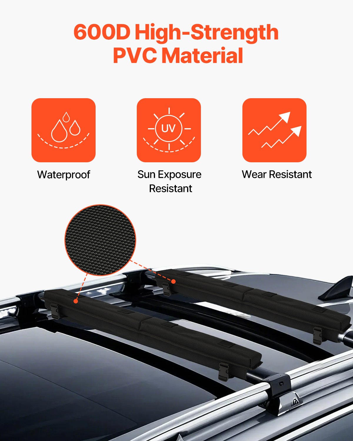 VEVOR Roof Rack Pads for Crossbar 176lbs Load Capacity for Kayak Canoe Surfboard