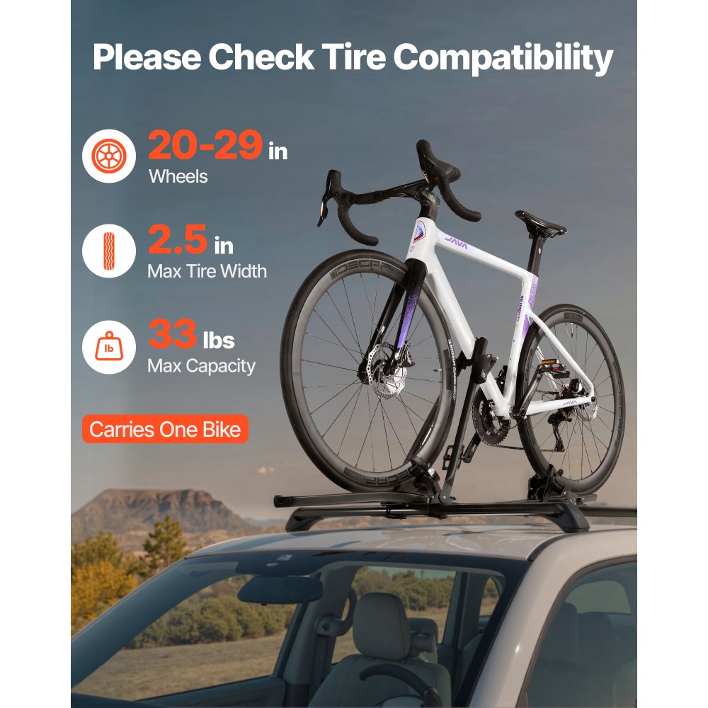 Roof Top Bike Rack Heavy Duty Car Bicycle Upright Mount Rack with Lock