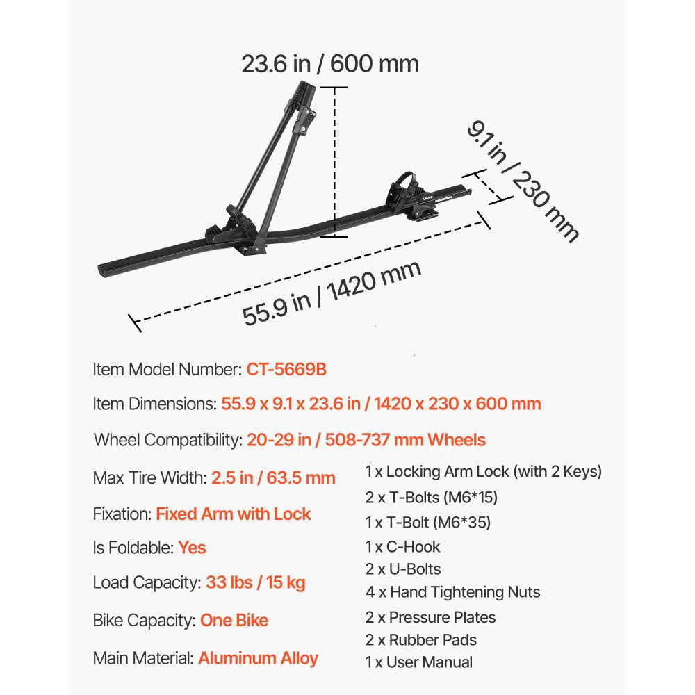 Roof Top Bike Rack Heavy Duty Car Bicycle Upright Mount Rack with Lock