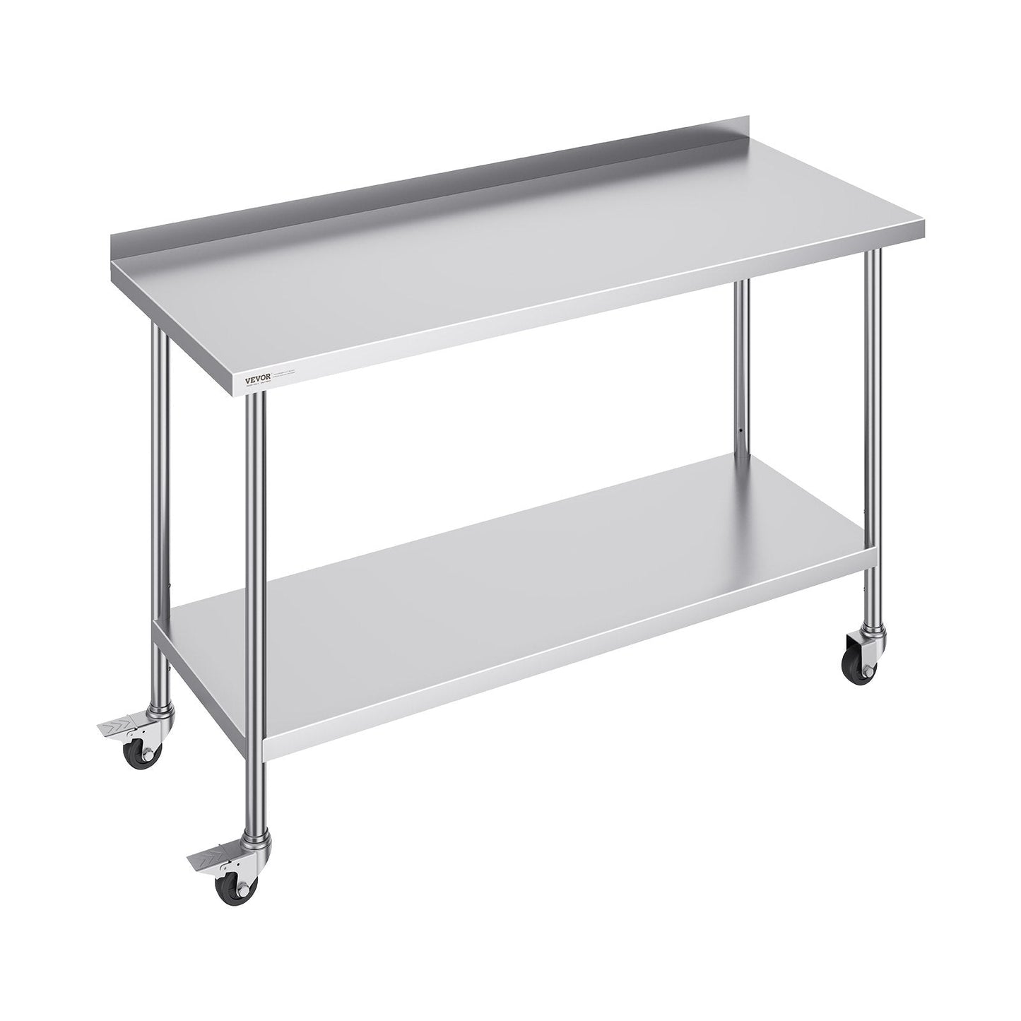 Stainless Steel Work Table, 0.6 x 1.5 x 1 Meter, Adjustable Height, with Casters