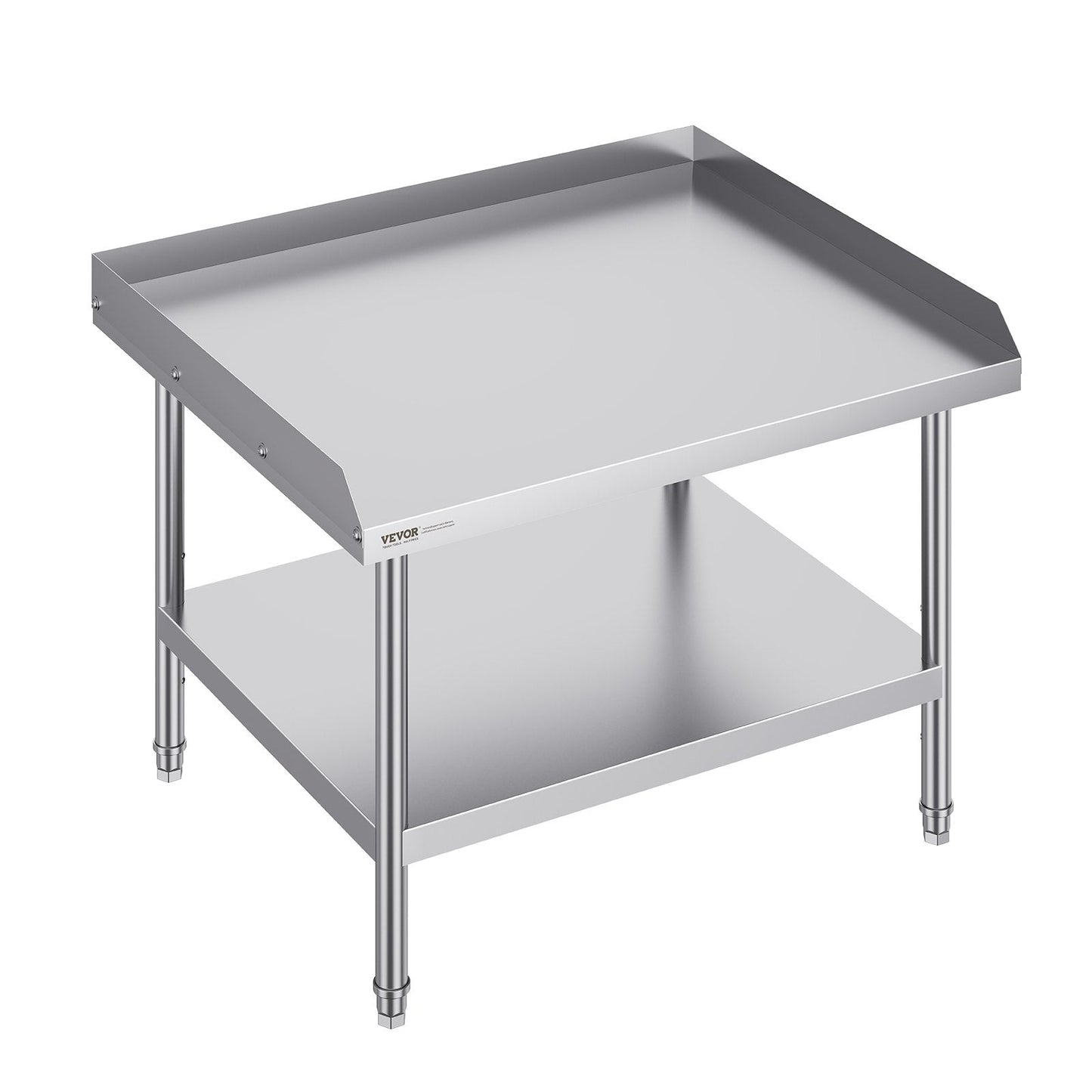 Stainless Steel Food Prep Table with Backsplash, 0.76 x 0.91 x 0.66 m, Adjustable Height