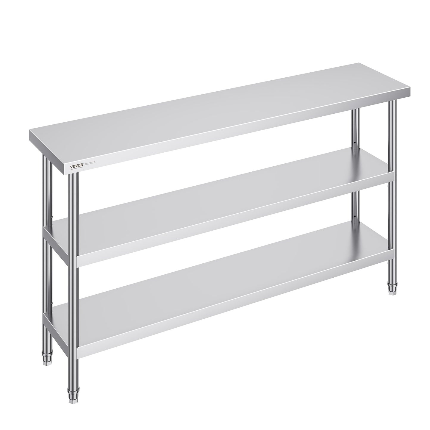 VEVOR Stainless Steel Food Prep Table, 14 x 60 x 34 Inch Commercial Kitchen Worktable,