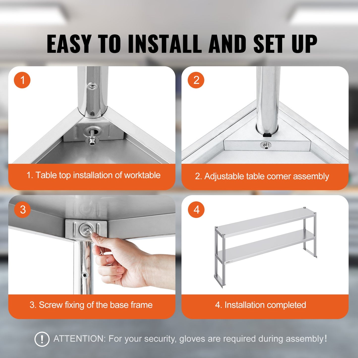 VEVOR Double Overshelf, Double Tier Stainless Steel Overshelf, 12 x 60 Inch Double