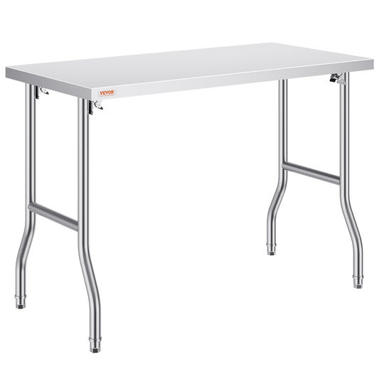 VEVOR Stainless Steel Kitchen Bench Folding Commercial Prep Table 1220x610 mm