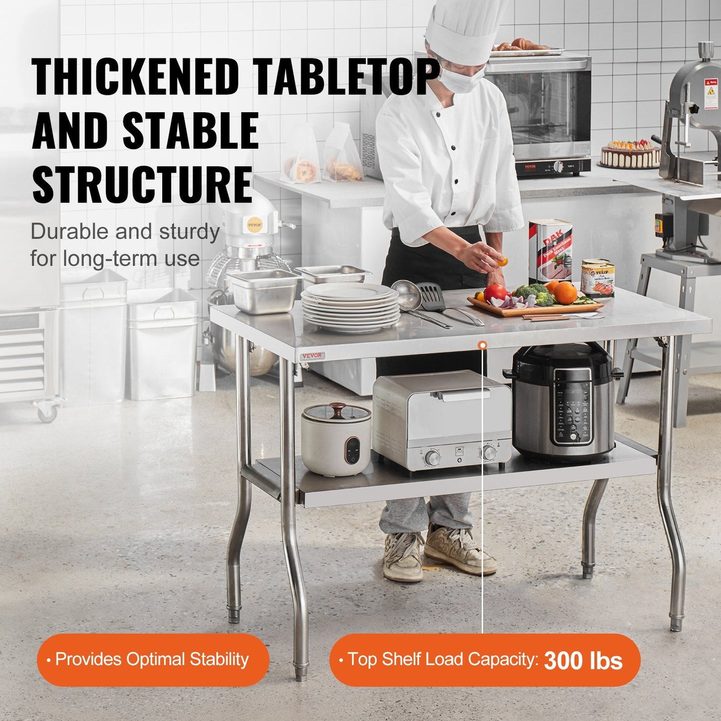 Folding Stainless Steel Commercial Prep Table, 1.22 x 0.61 m, 12.55 kg