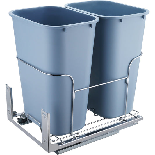 VEVOR Pull-Out Trash Can, 35Lx2 Double Bins, Under Mount Kitchen Waste Container
