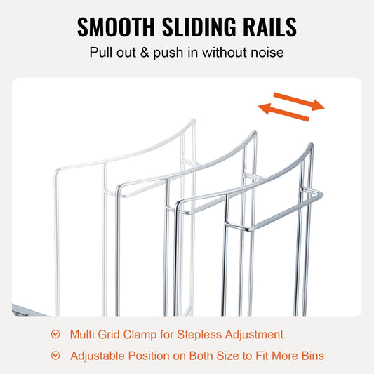 Under-Mount Pull-Out Waste Bin with Sliding Rails and Handle, 16kg Capacity