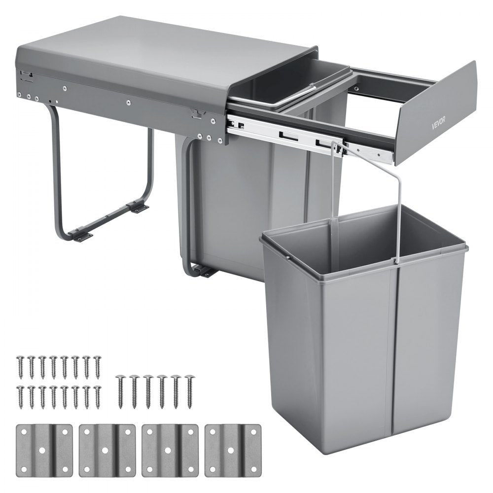 VEVOR Double 20Lx2 Pullout Waste Container Under Cabinet Kitchen Bin Trash Can