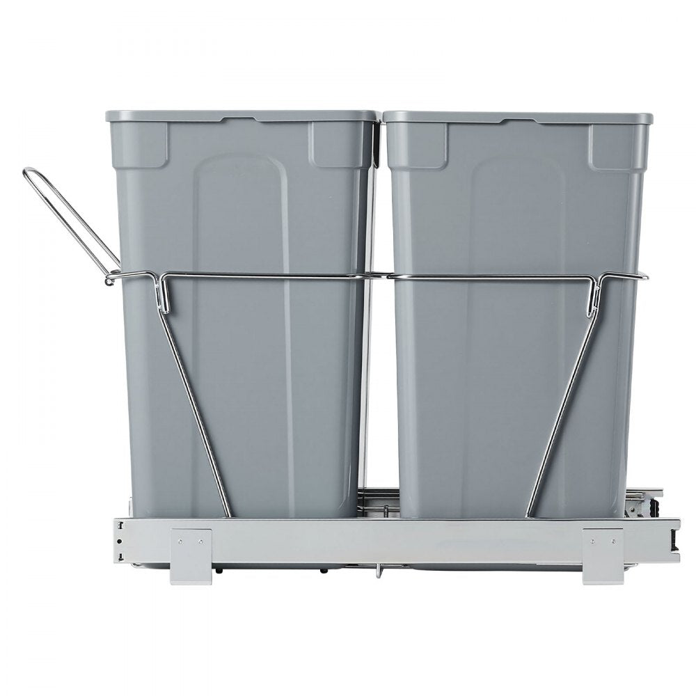 Double Pullout Waste Container Under Cabinet Kitchen Bin Trash Can
