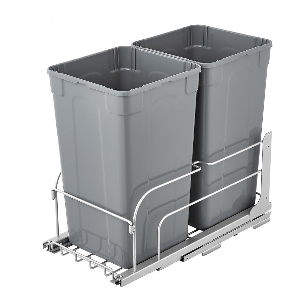 Double Pullout Waste Container Kitchen Trash Can Soft Close Grey 27QTx2