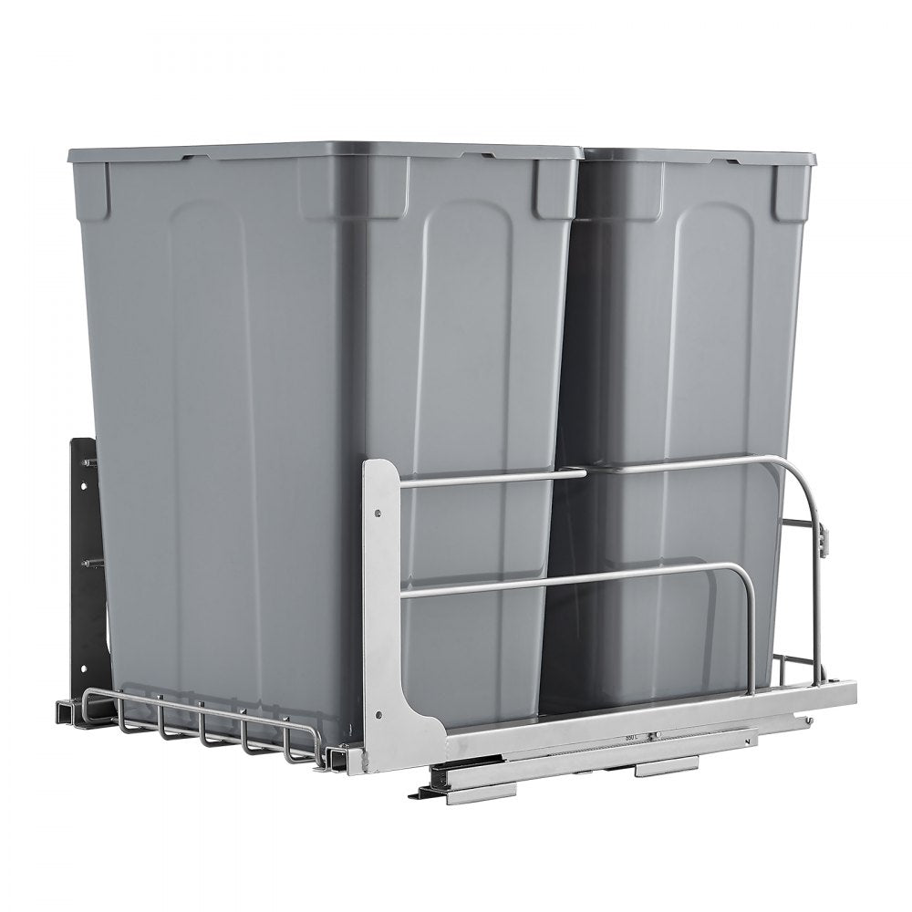 Double Pullout Waste Container Kitchen Trash Can Soft Close Grey 35QTx2