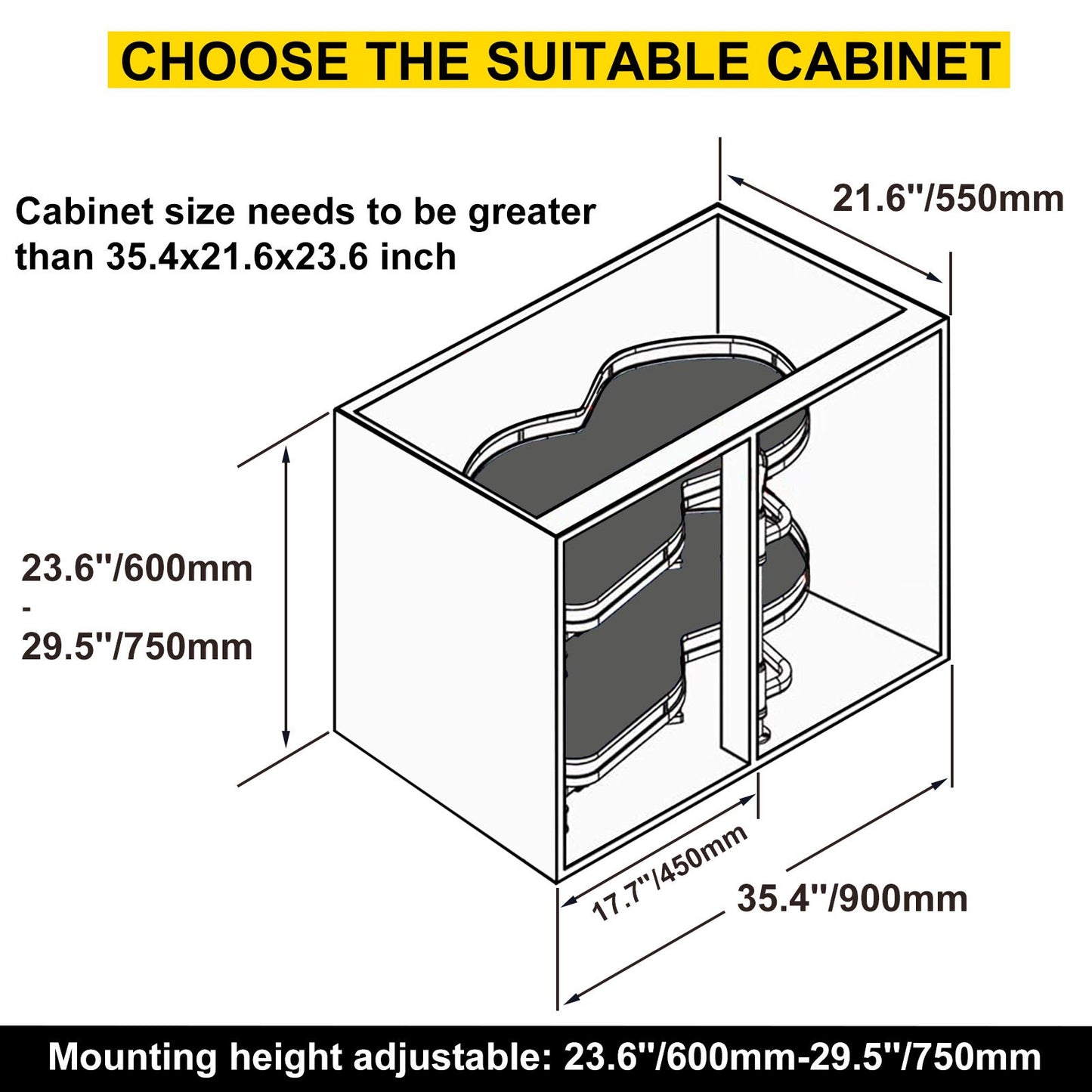 VEVOR Cloud Blind Corner Pullout Blind Corner Cabinet Pull Out for 34 In 2 Tier