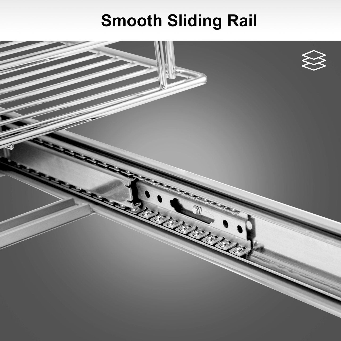 Chrome Soft-Close Pull-Out Blind Corner Cabinet Organizer, 4 Shelves, 18.5 kg