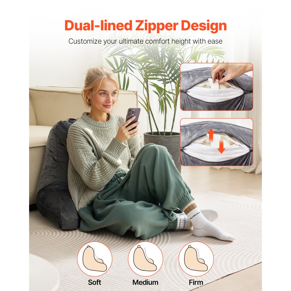 Reading Pillow Large Size Bed Pillow with Shredded Memory Foam Washable