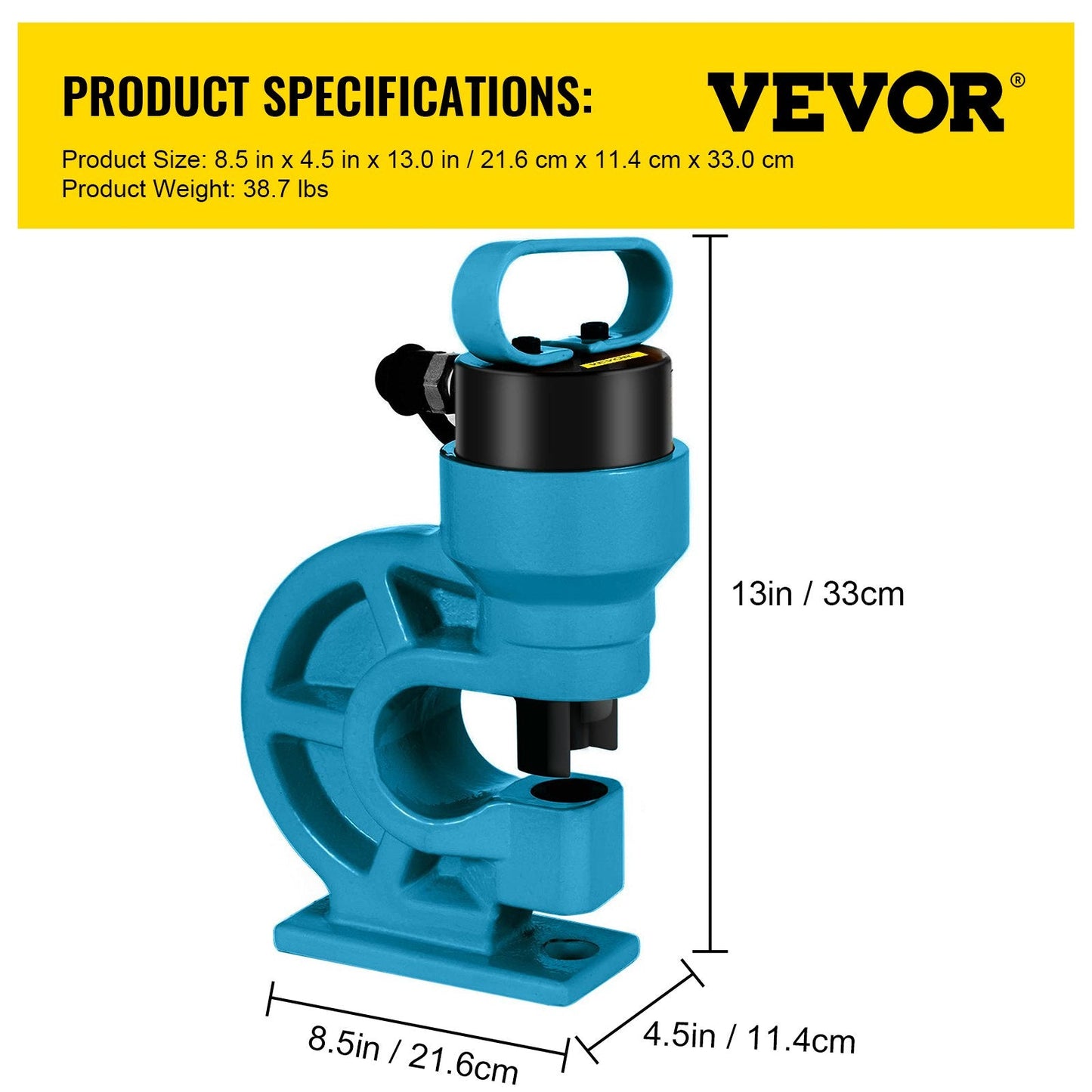 Hydraulic Hole Puncher, 31T Force, 95mm Throat, for Metal & Steel Plates