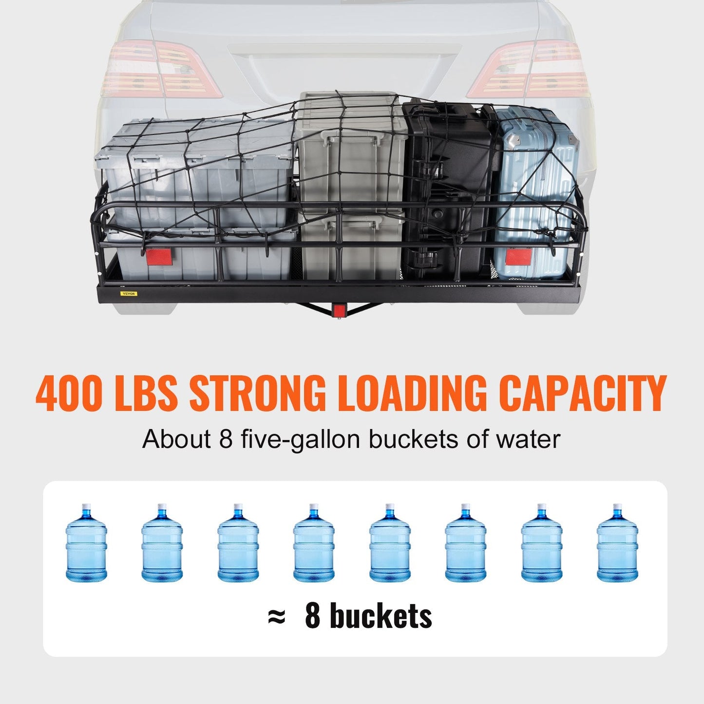 Folding Steel Hitch Cargo Carrier, 180 kg Capacity, Fits 5 cm Hitch Receiver