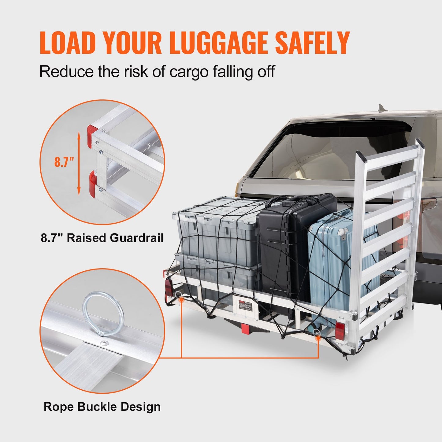VEVOR 50 x 29.5 x 8.7 in Hitch Cargo Carrier, 500lb Capacity Trailer Hitch Mount