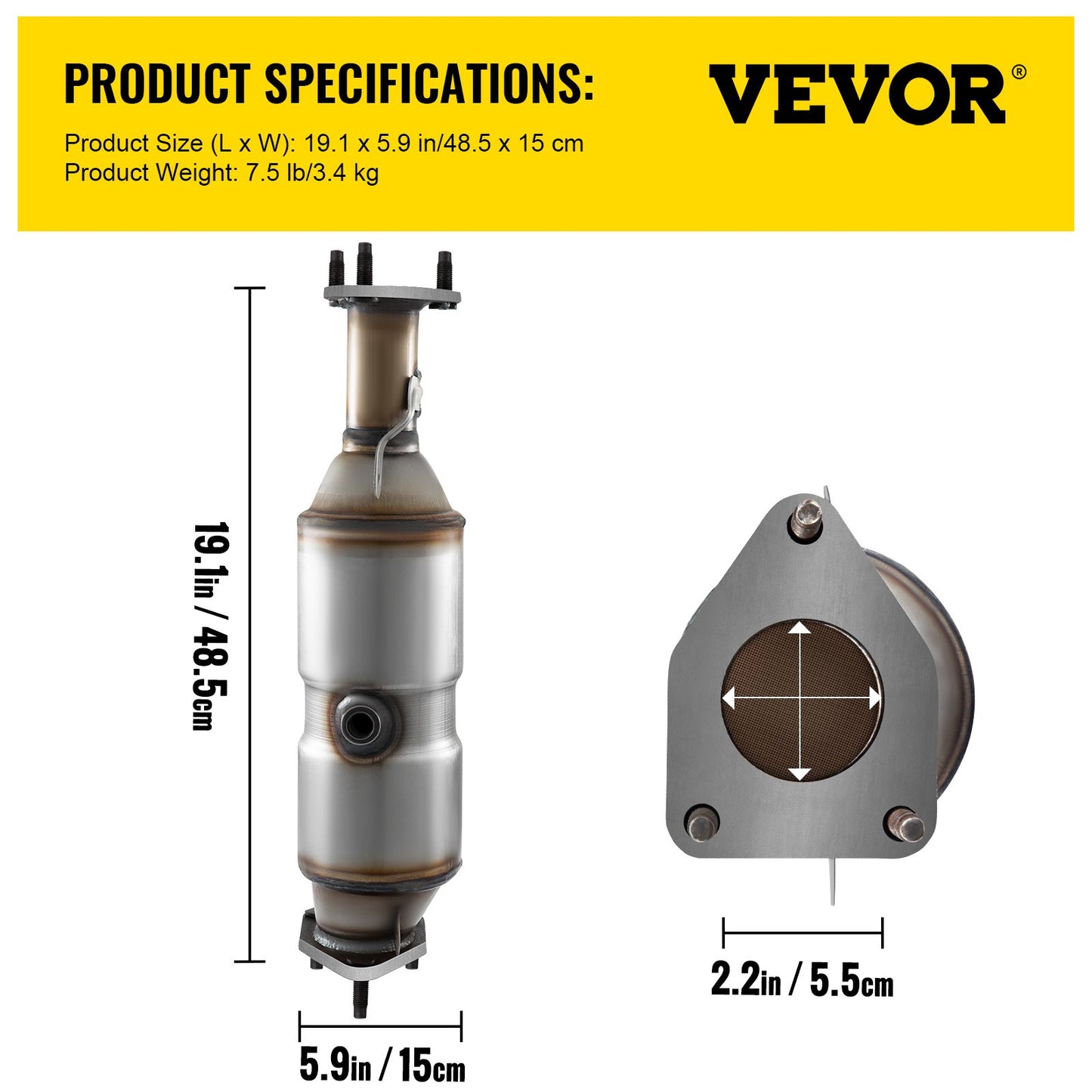 VEVOR Catalytic Converter Direct Sliver For Honda Accord 2003-2007