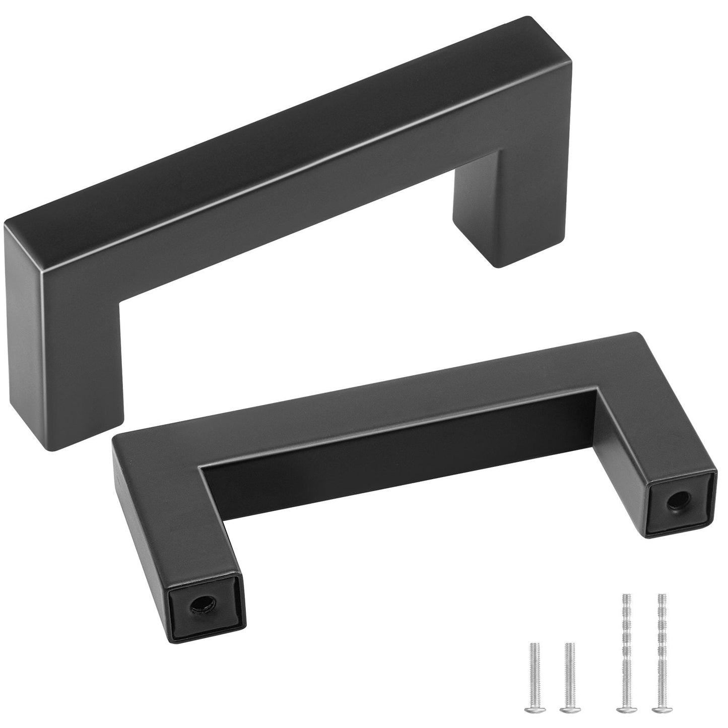 10-Piece Slim Square Cabinet Pulls, 76mm Center, Stainless Steel Matte Black