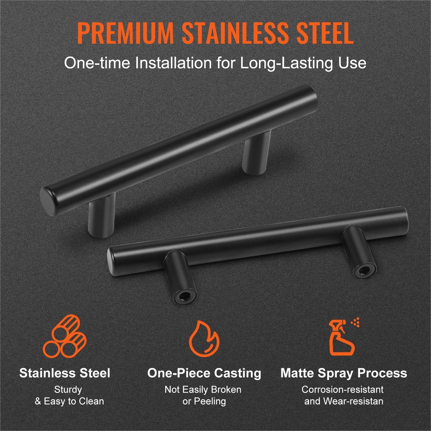 30-Piece Matte Black Stainless Steel Cabinet Handles, 128mm Center to Center