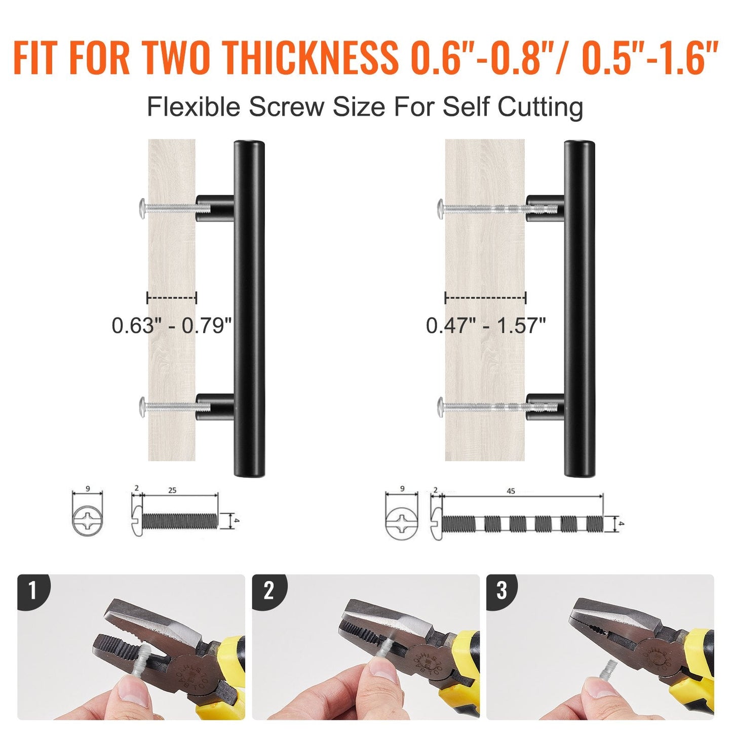 30-Pack Matte Black Stainless Steel Cabinet Pulls, 0.08m Center, Modern Style