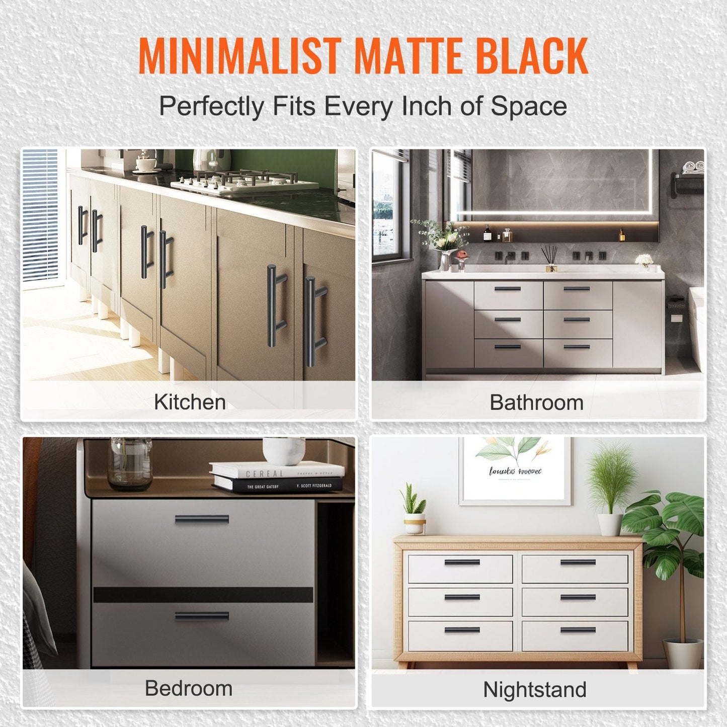 30-Pack Matte Black Stainless Steel Cabinet Pulls, 0.08m Center, Modern Style